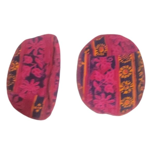 Vintage 90s Westbound Womens XL Button-Up Shirt Bright Pink Orange Rayon Stripe - Picture 14 of 16